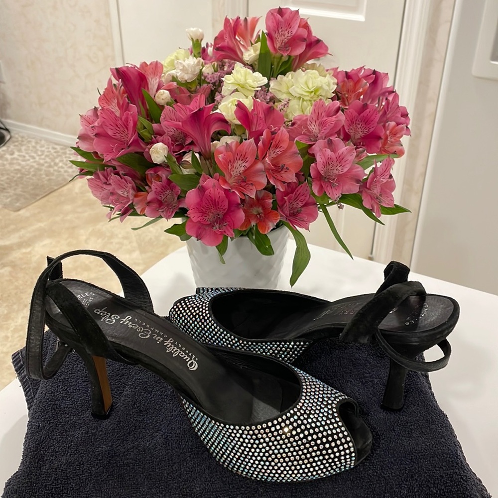 JEFFREY CAMPBELL peep toe sandal. Bring bling to your closet!!